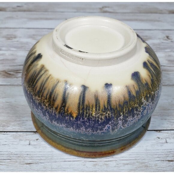 Pamela Rodger Planter Teal Blue Porcelain Bragg Creek AB 4.5" Canadian Pottery - Picture 6 of 10